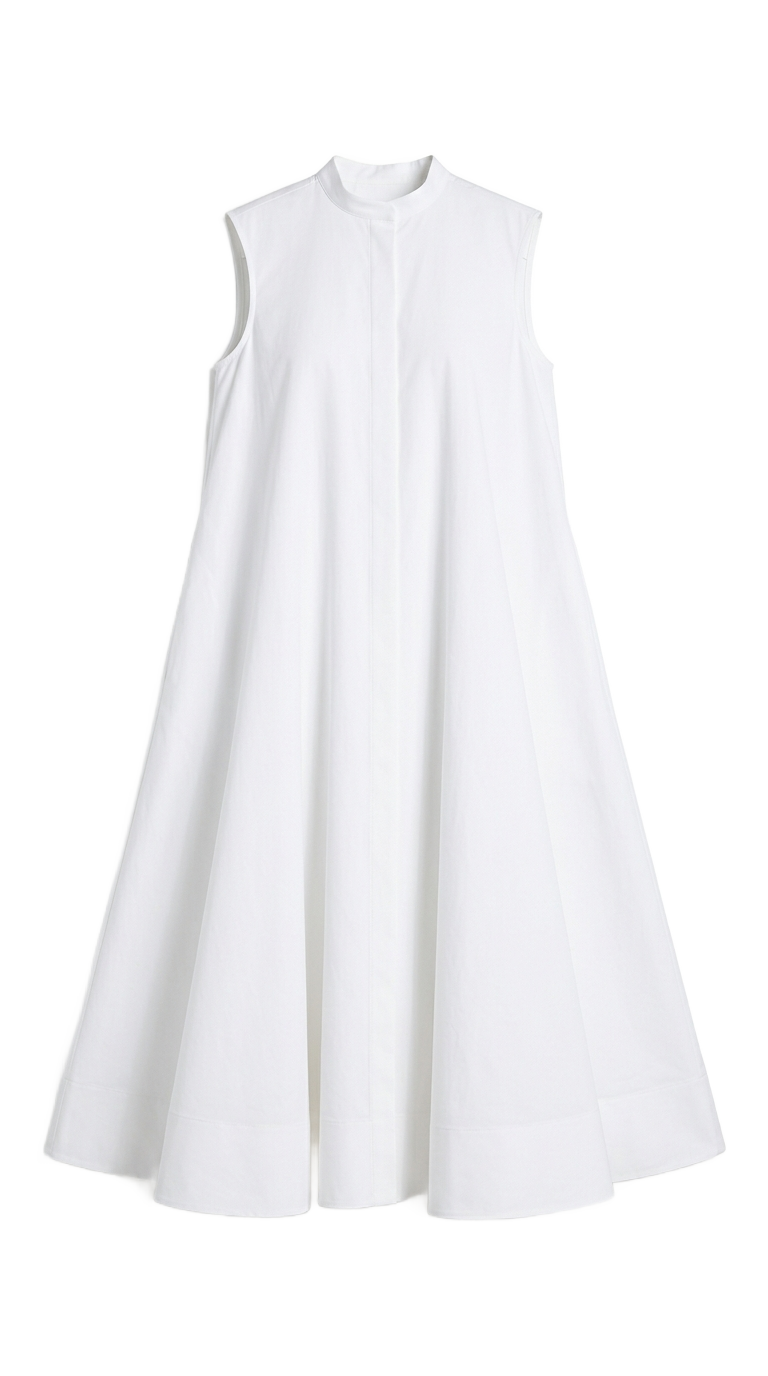 Mandarin Collar Trapeze Dress