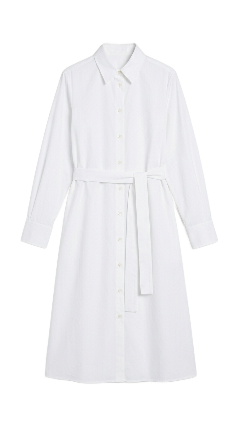 White Belted Shirt Dress
