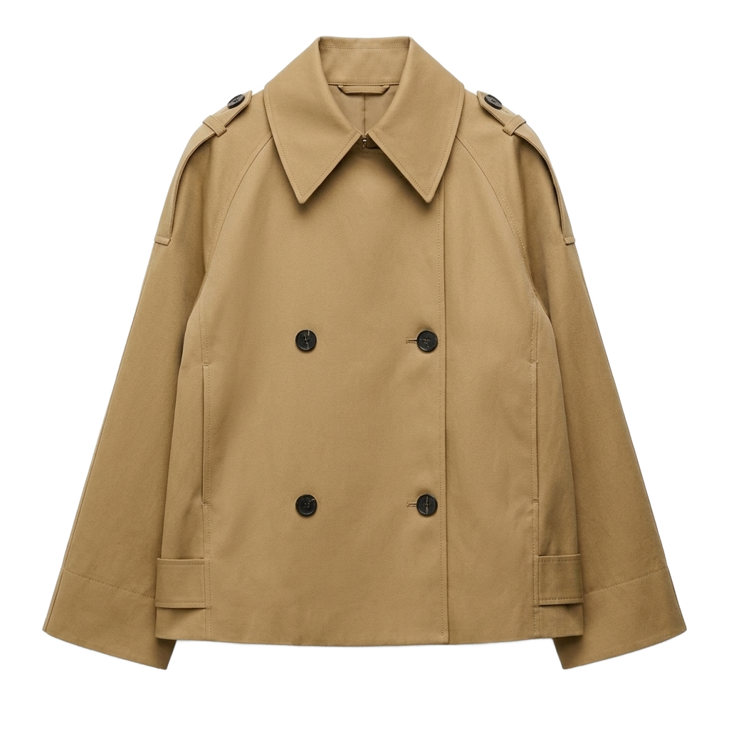 Cropped boxy trench coat