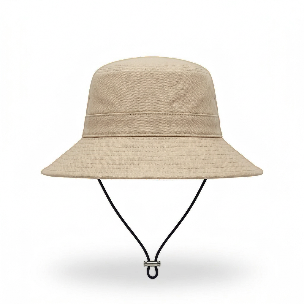 Beige Wide-Brim Bucket Hat