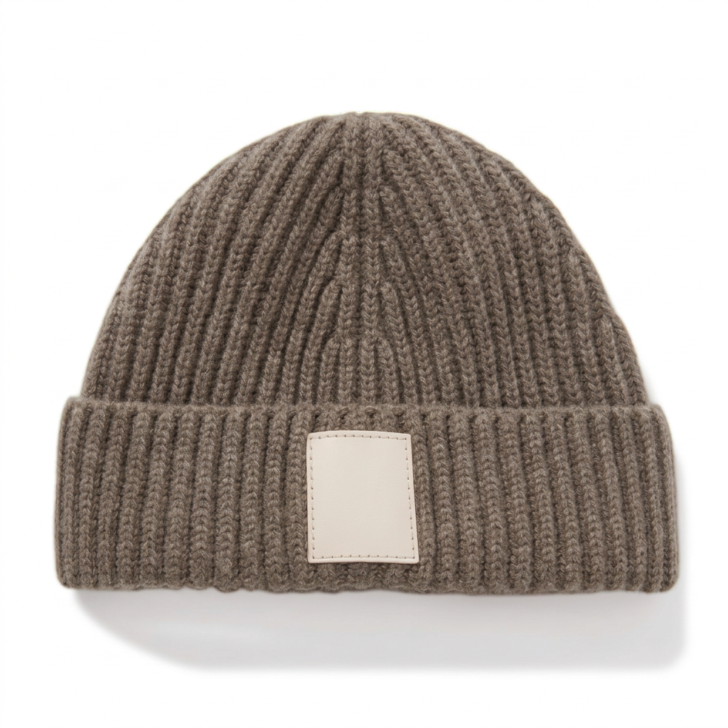 Ribbed beanie with patch