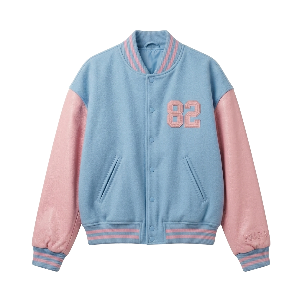 Blue and Pink Varsity Jacket