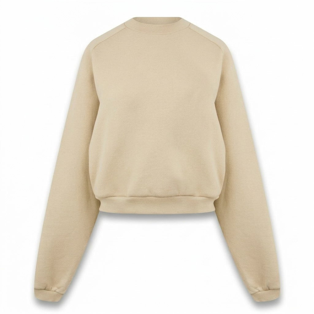 Oat Beige Relaxed-Fit Cropped Sweatshirt