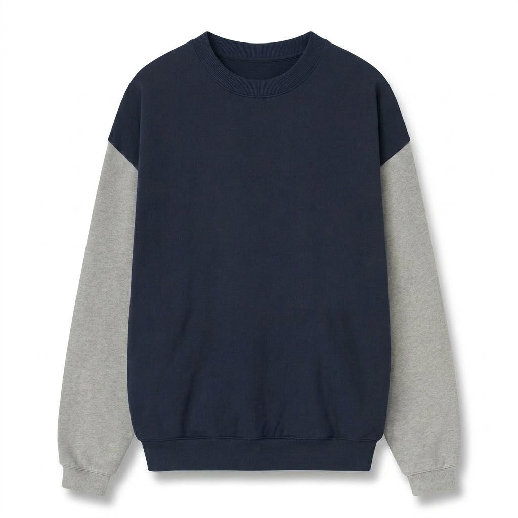 Color-block Crewneck Sweatshirt (navy with grey sleeves)