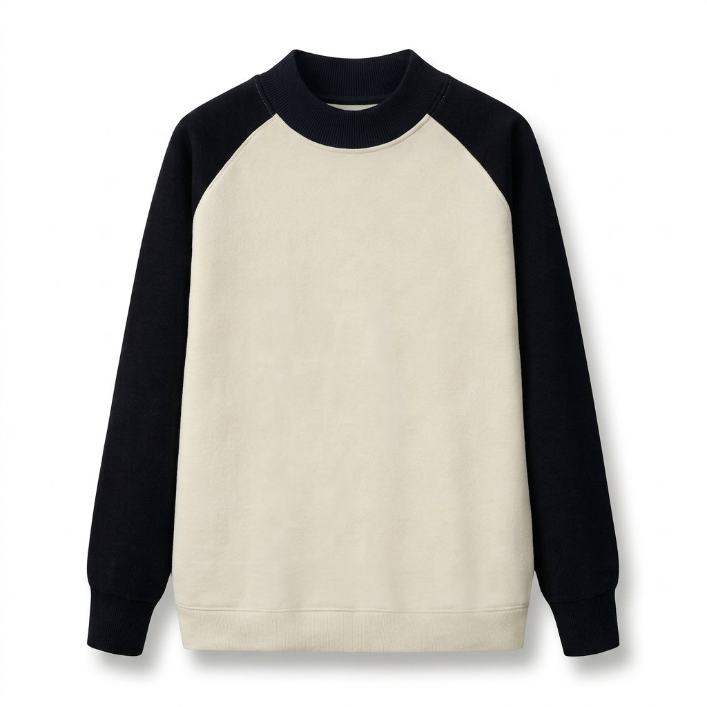 Raglan Sleeve Crewneck Sweatshirt (cream with black sleeves)