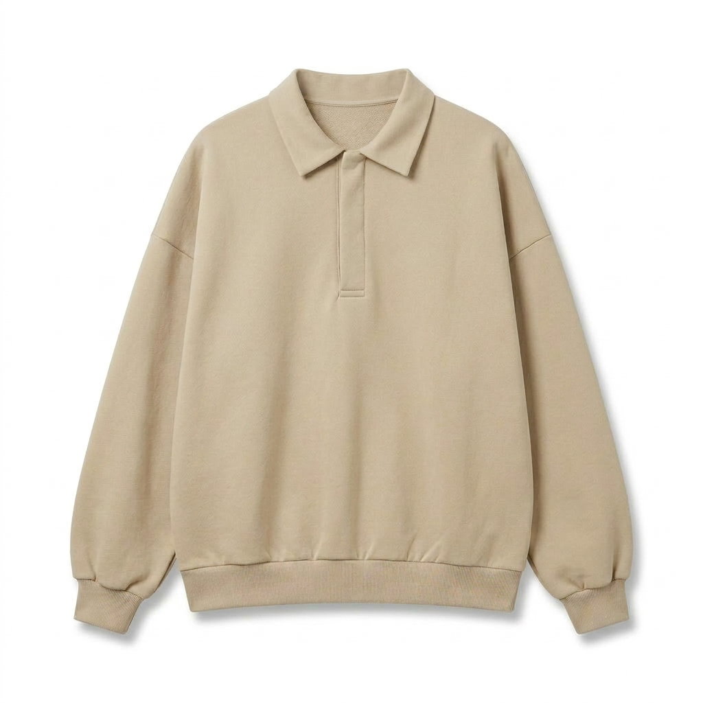 Polo collar 3 Button Placket Sweatshirt