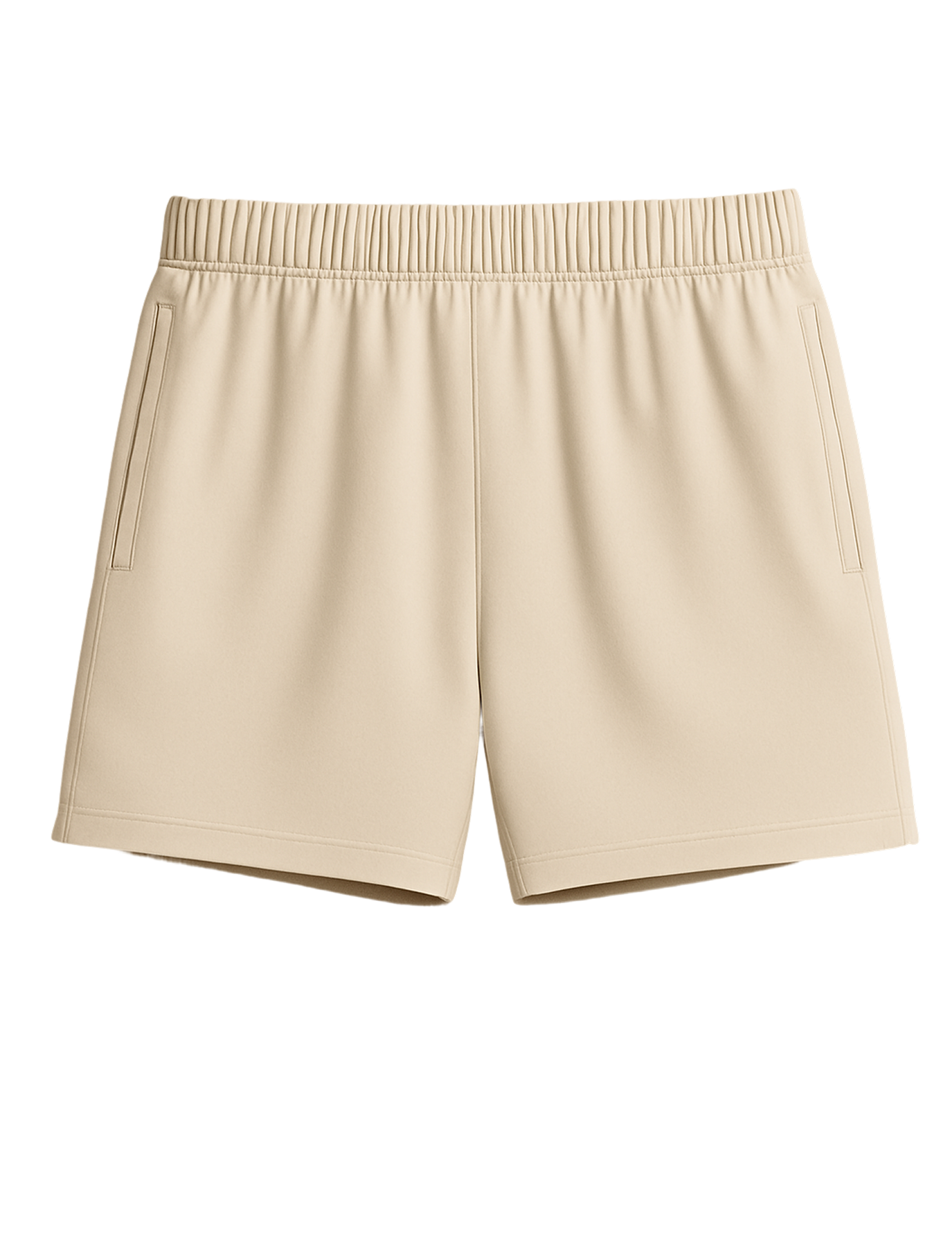 beige athletic sweat shorts