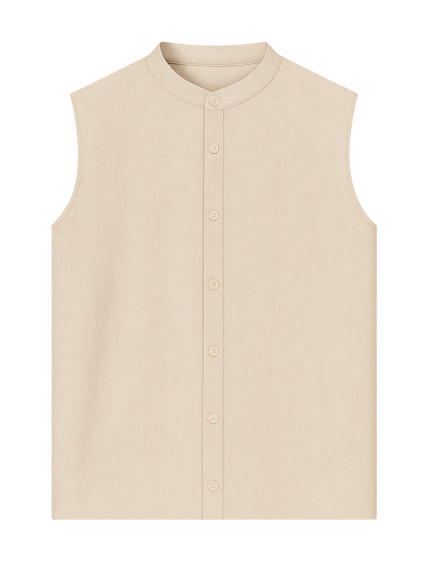 Linen Sleeveless Mandarin Collar Shirt
