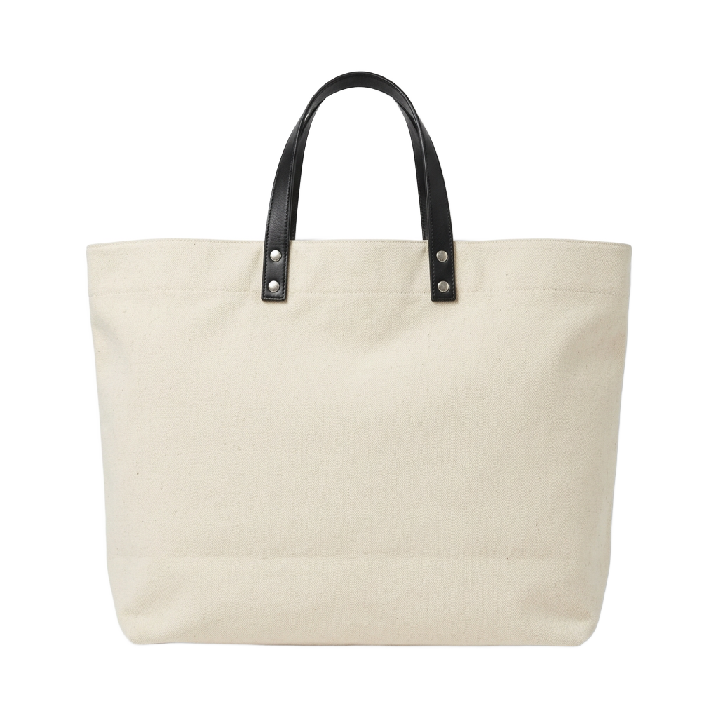 Canvas & Leather Panel Tote Bag