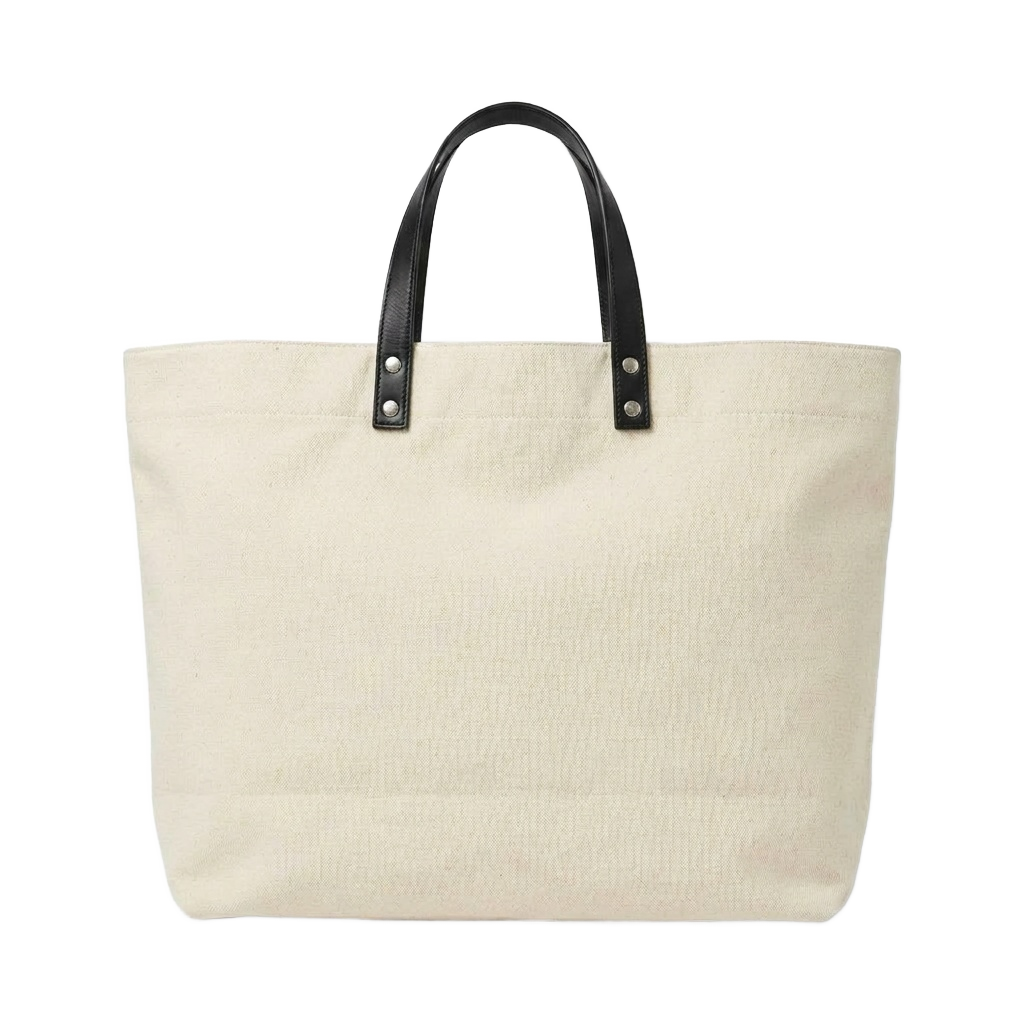 Canvas & Leather Panel Tote Bag
