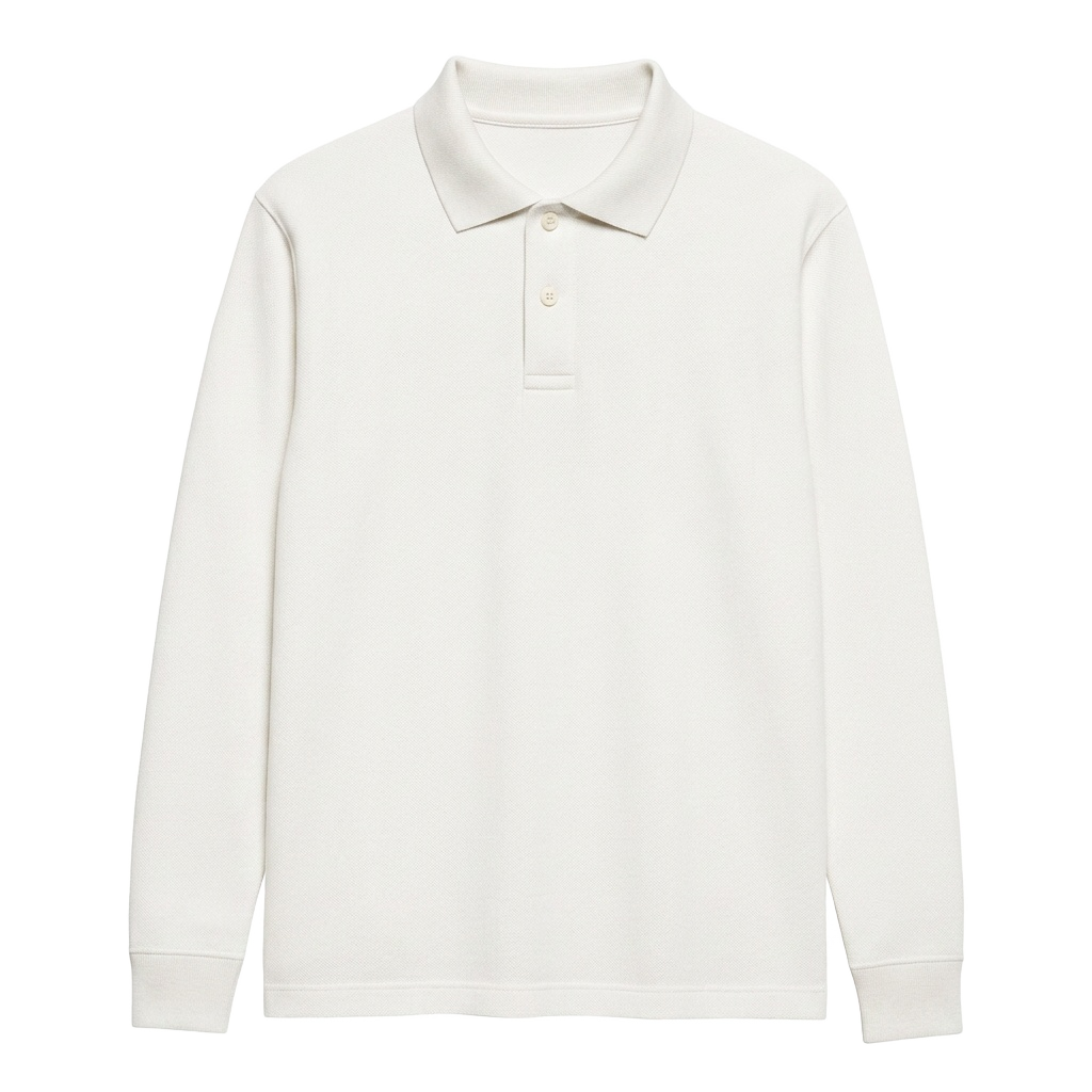 White Long Sleeve Polo Shirt