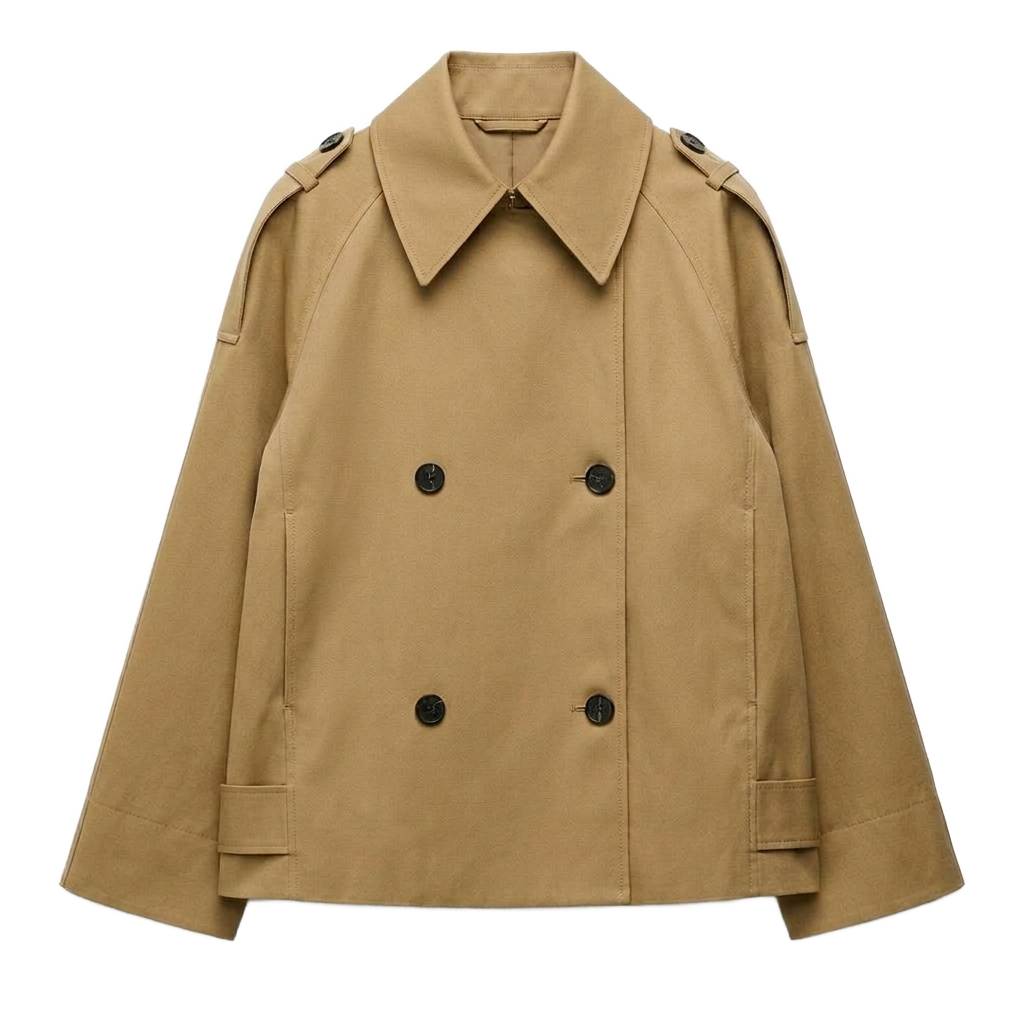 Cropped boxy trench coat