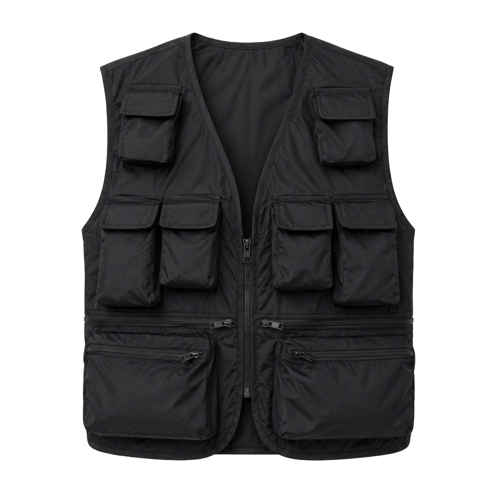 Black Multi-Pocket Utility Vest