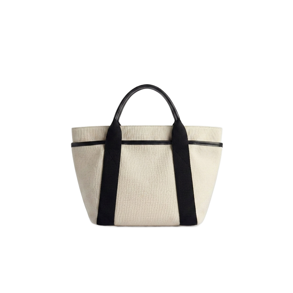 Two-Tone Canvas Bucket Tote Bag
