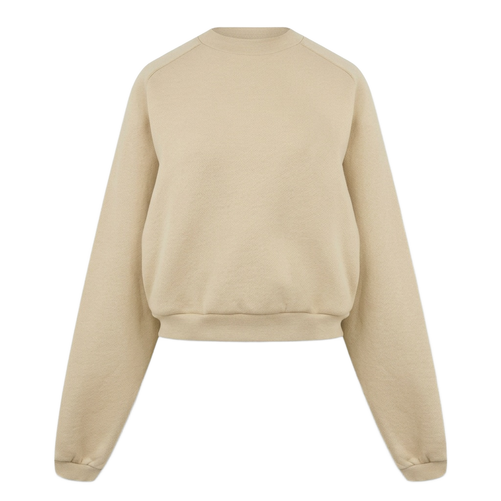 Oat Beige Relaxed-Fit Cropped Sweatshirt