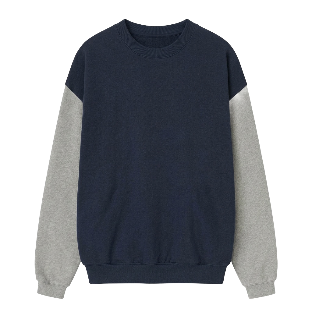 Color-block Crewneck Sweatshirt (navy with grey sleeves)