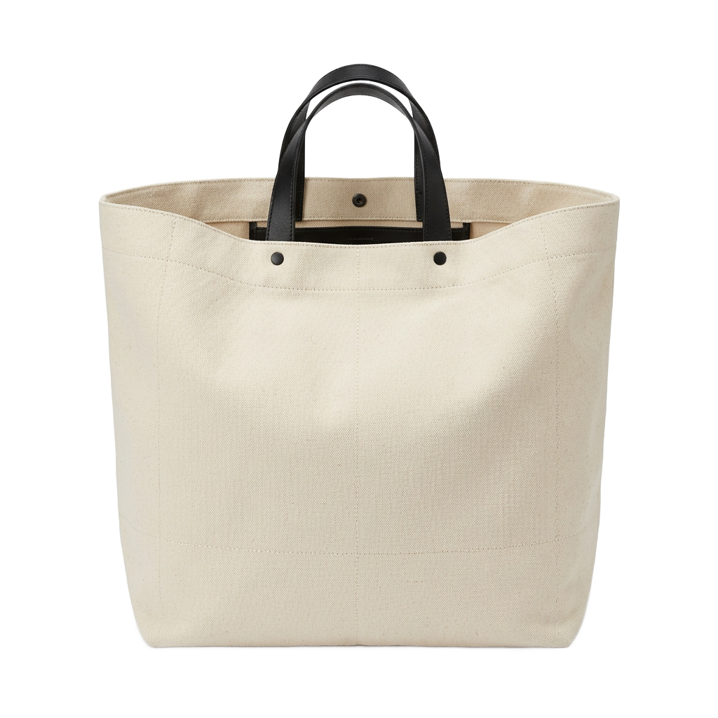 Canvas Tote with Leather Grab Handles