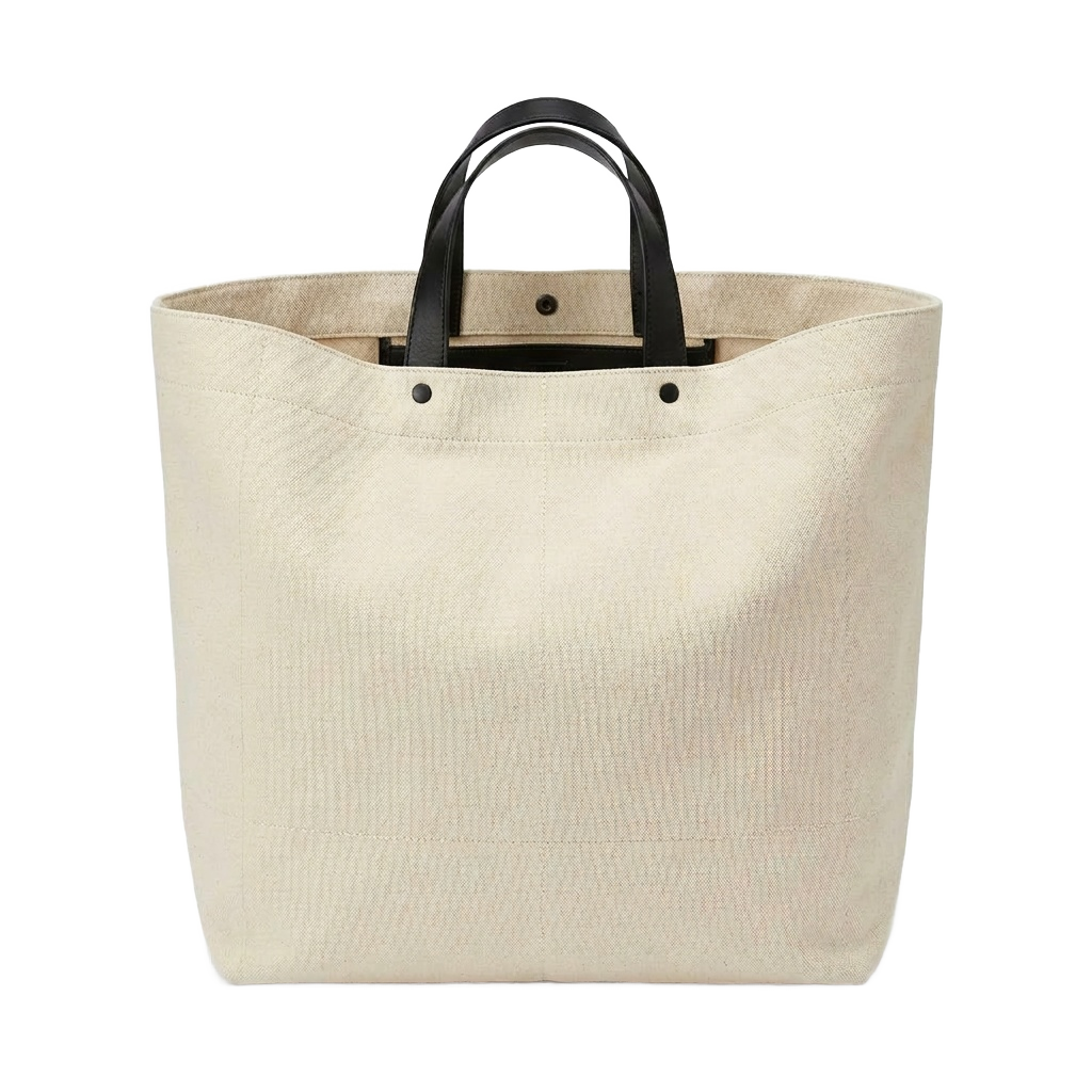 Canvas Tote with Leather Grab Handles