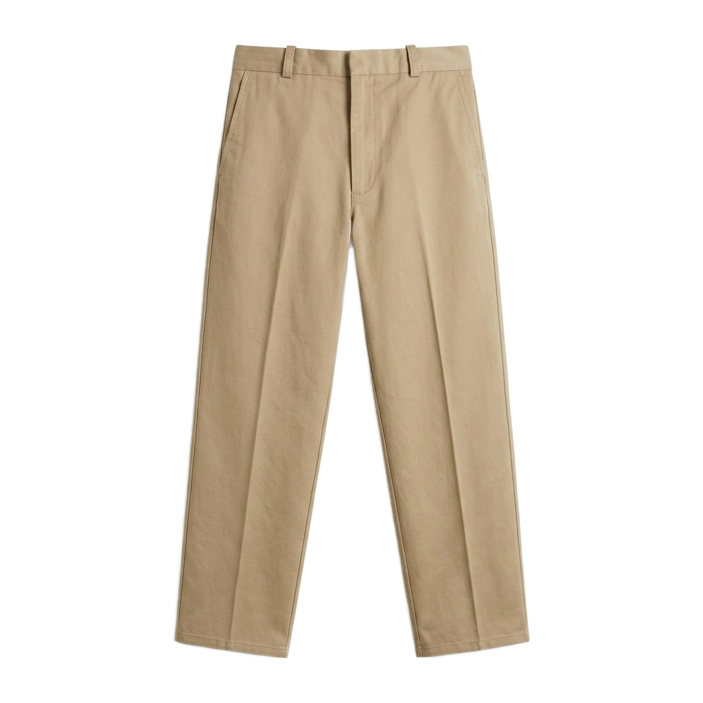 Beige Cotton Twill Chino Pants