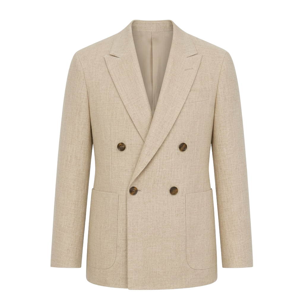 Beige Oversized Patch-Pocket Blazer