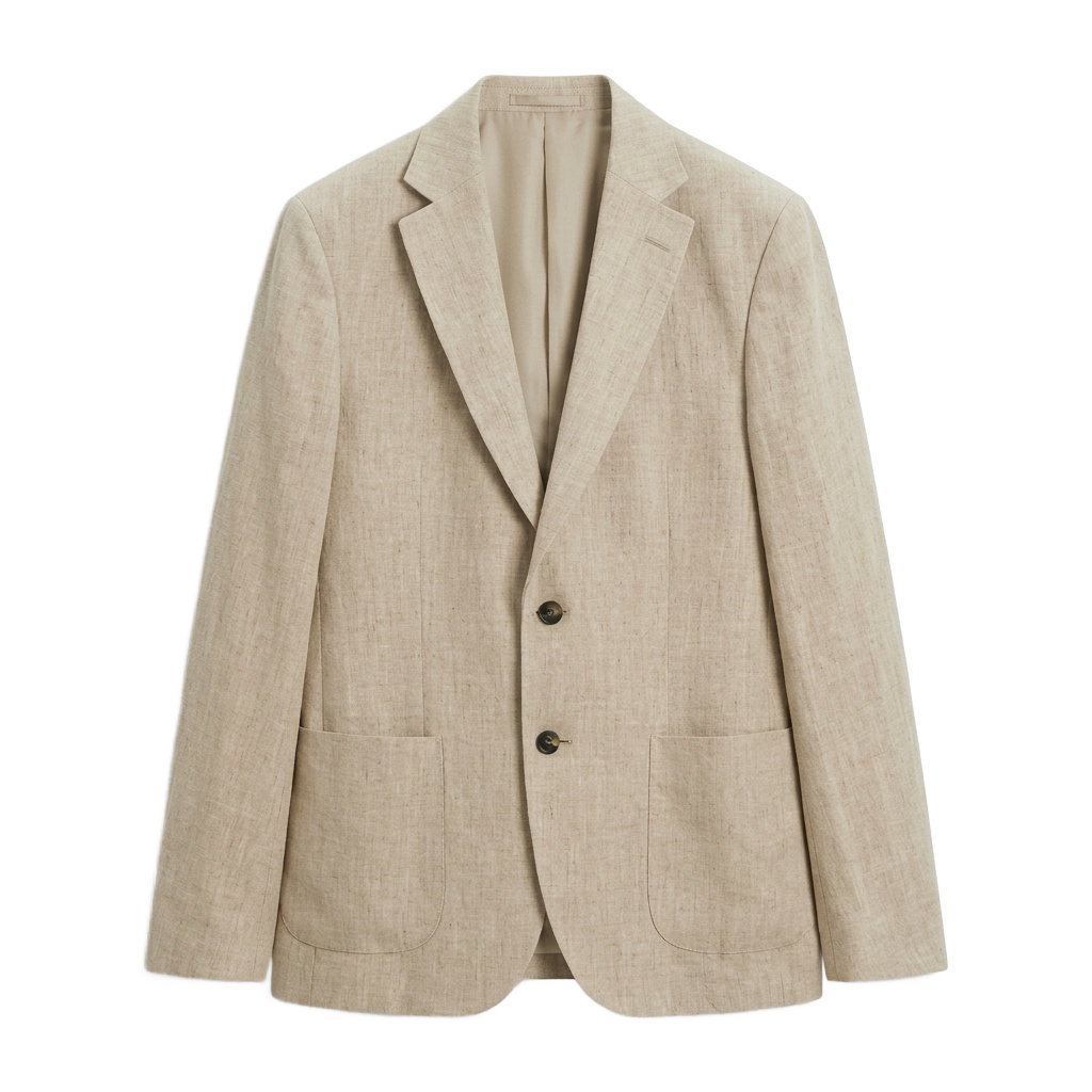 Beige Lined Linen Blazer