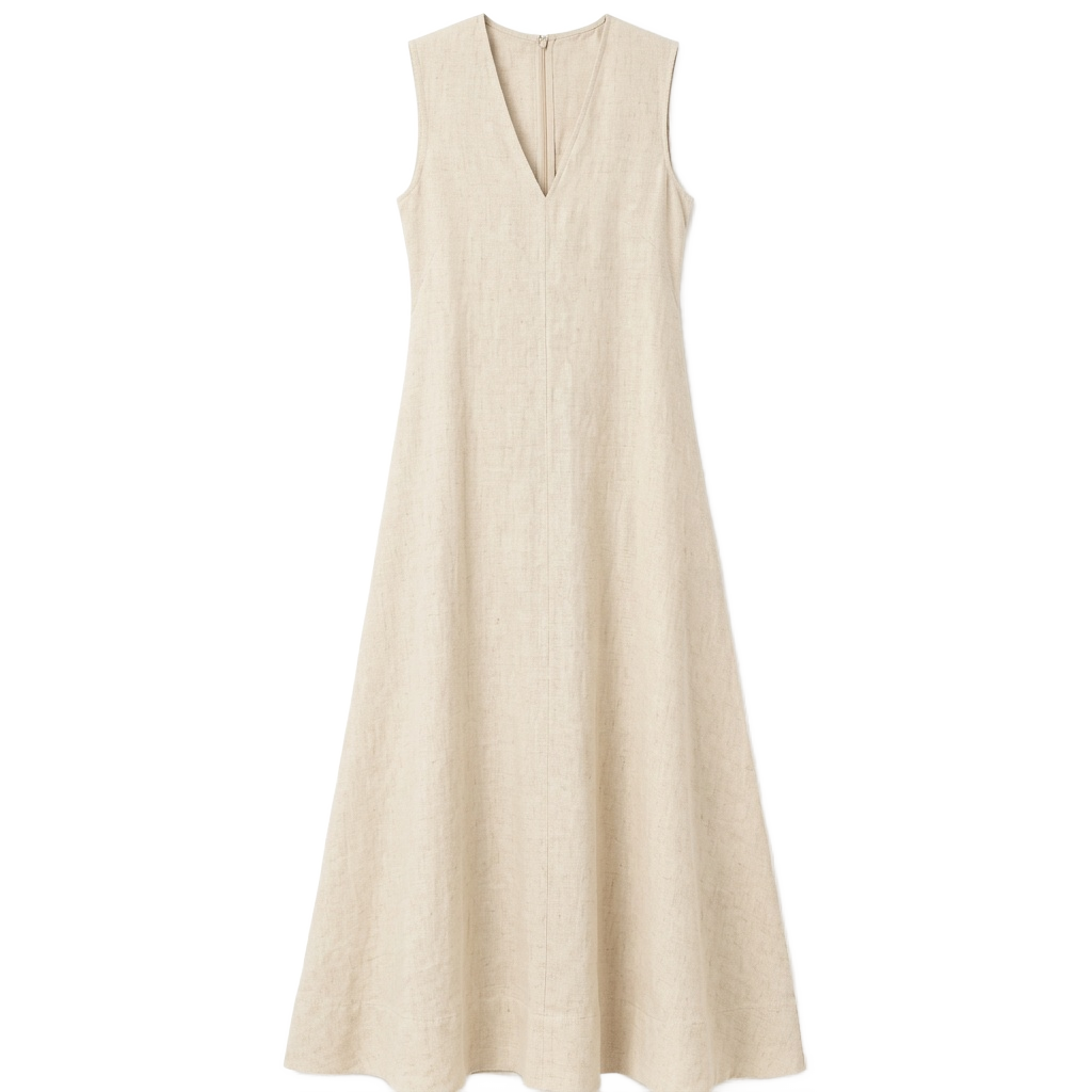 Beige Linen Slip Dress