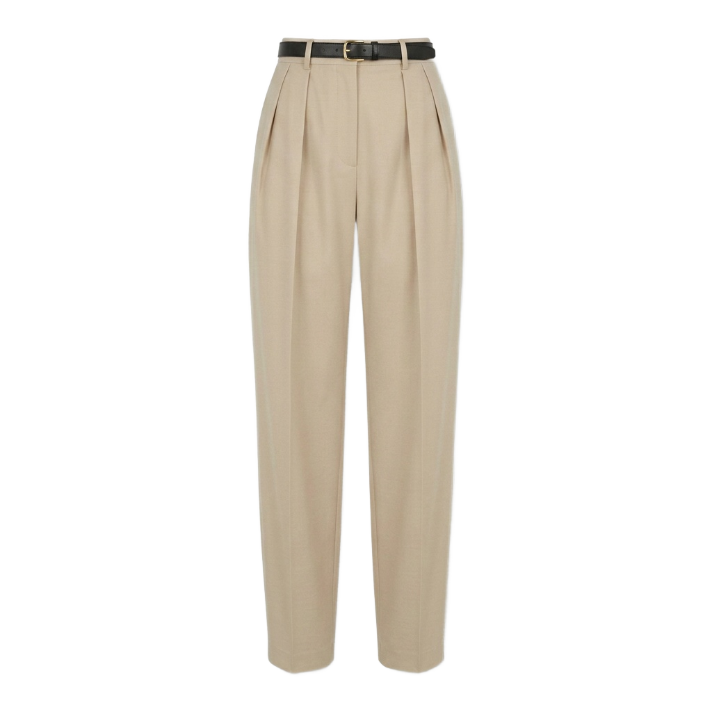 Beige Pleated Trousers