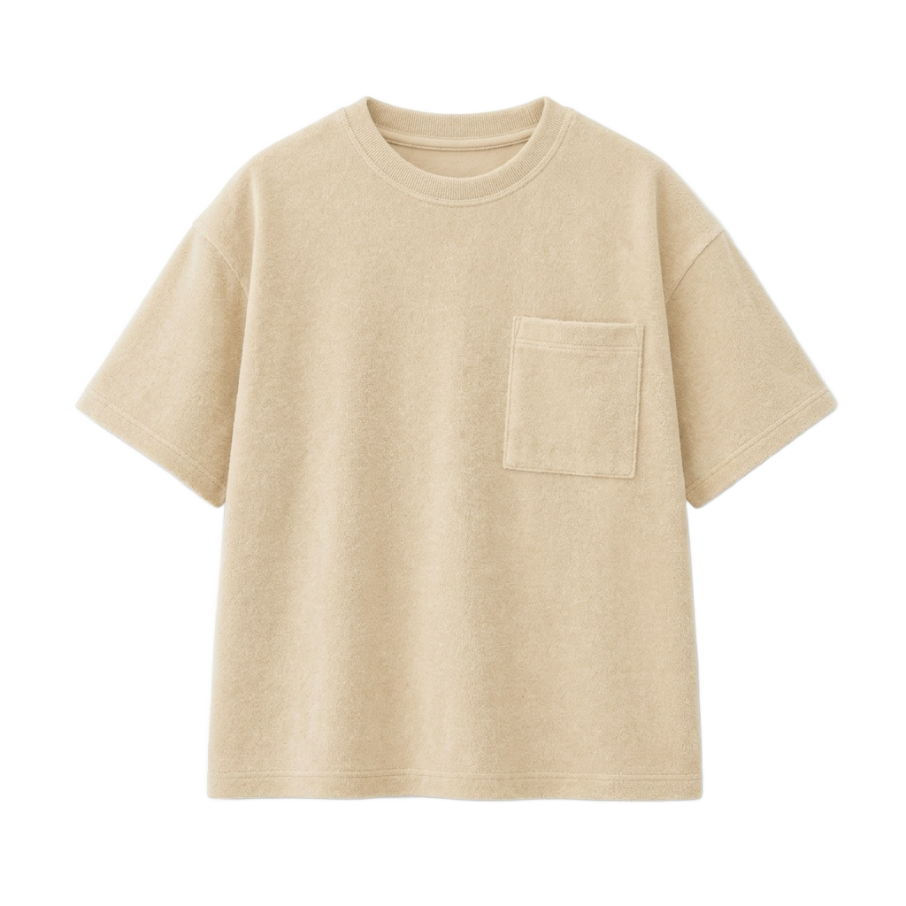 Beige Towelling Pocket Shirt