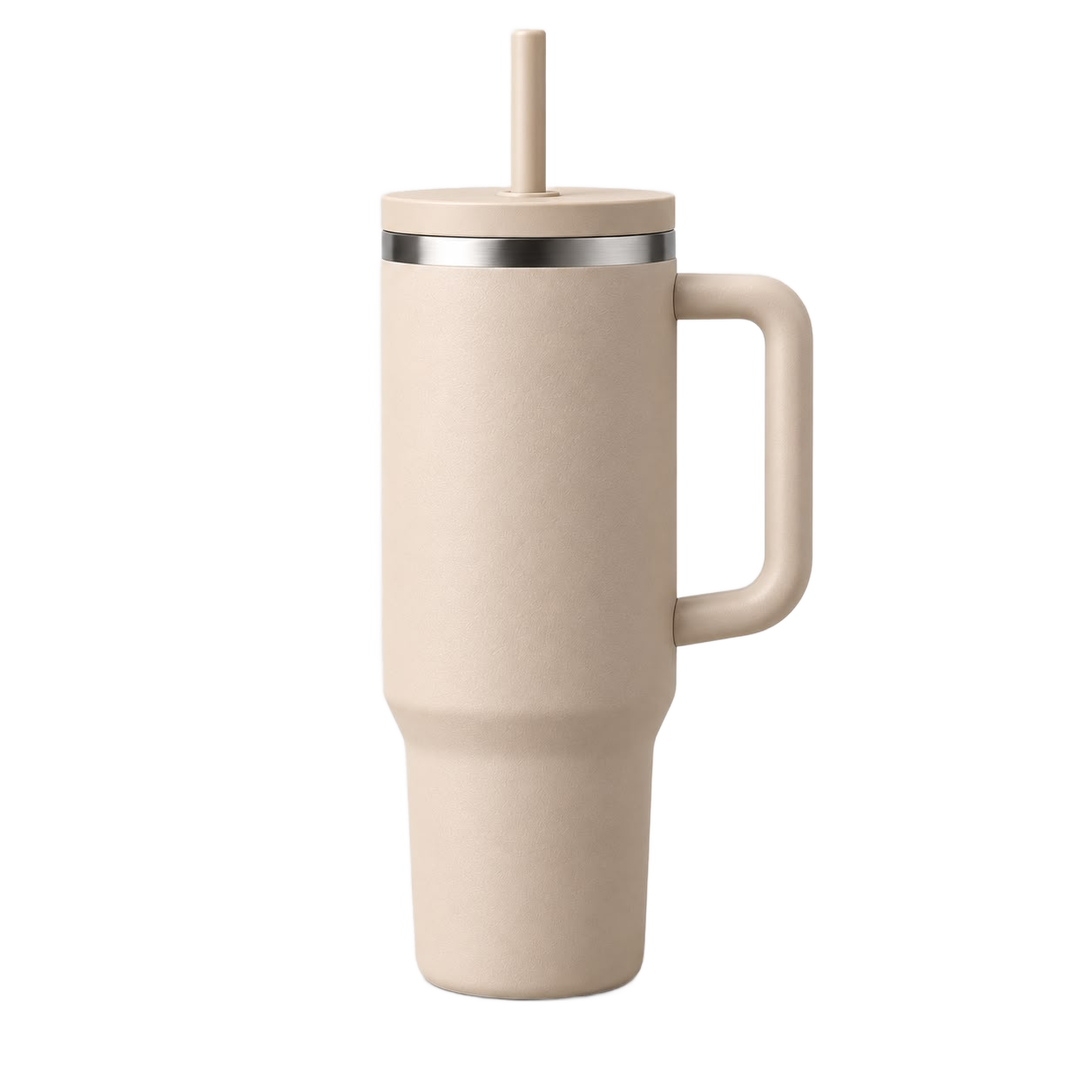 Beige Tumbler With Straw