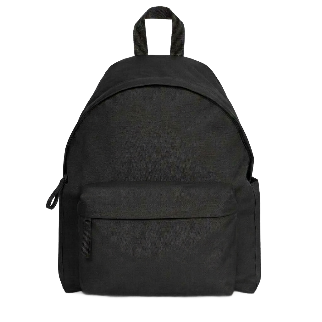 Minimalist Matte Black Daypack with Front Zip Pocket