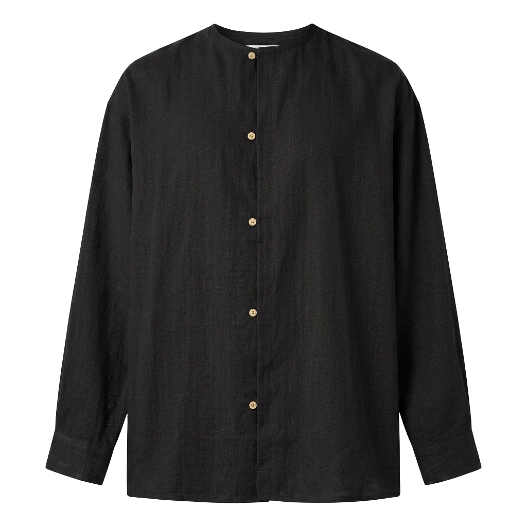 Black Collarless Shirt