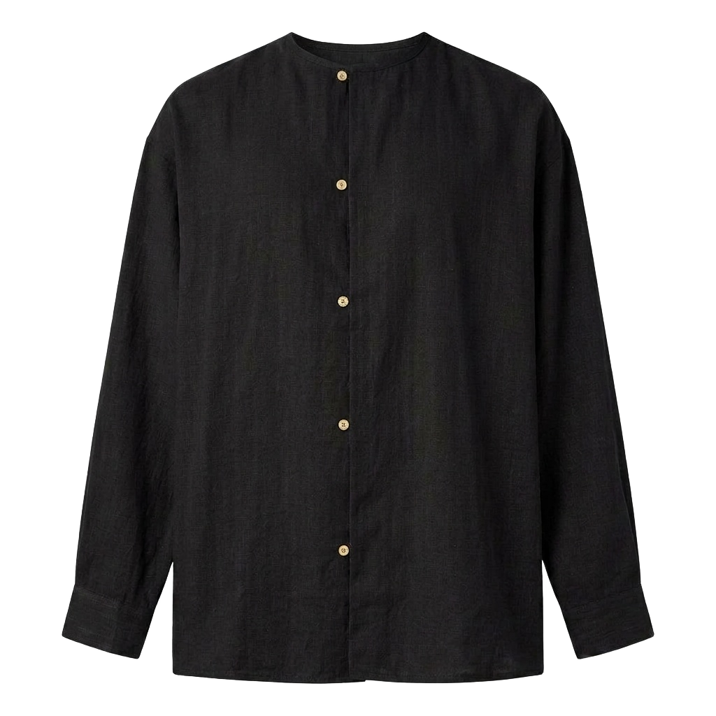 Black Collarless Shirt