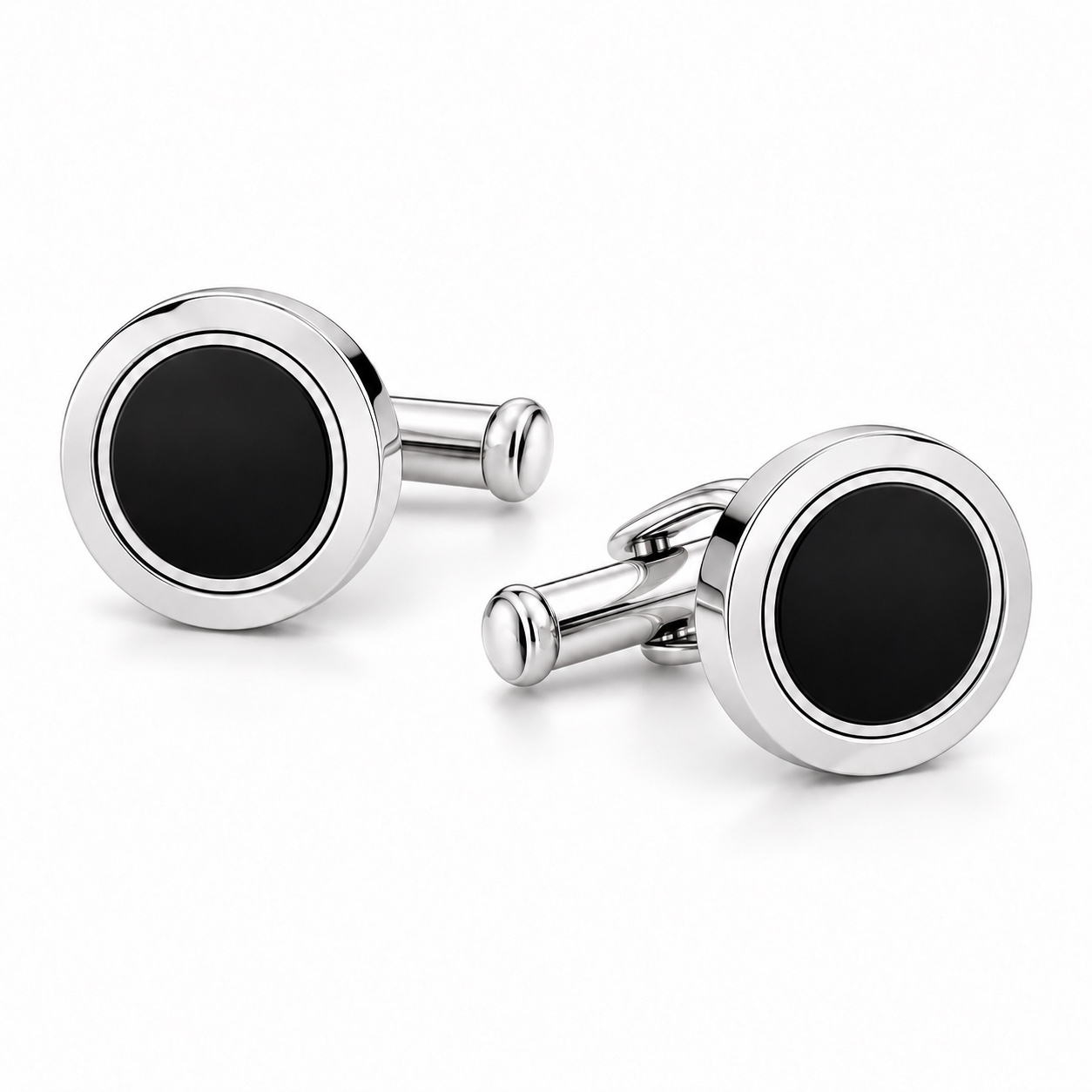 Black insert round cufflinks