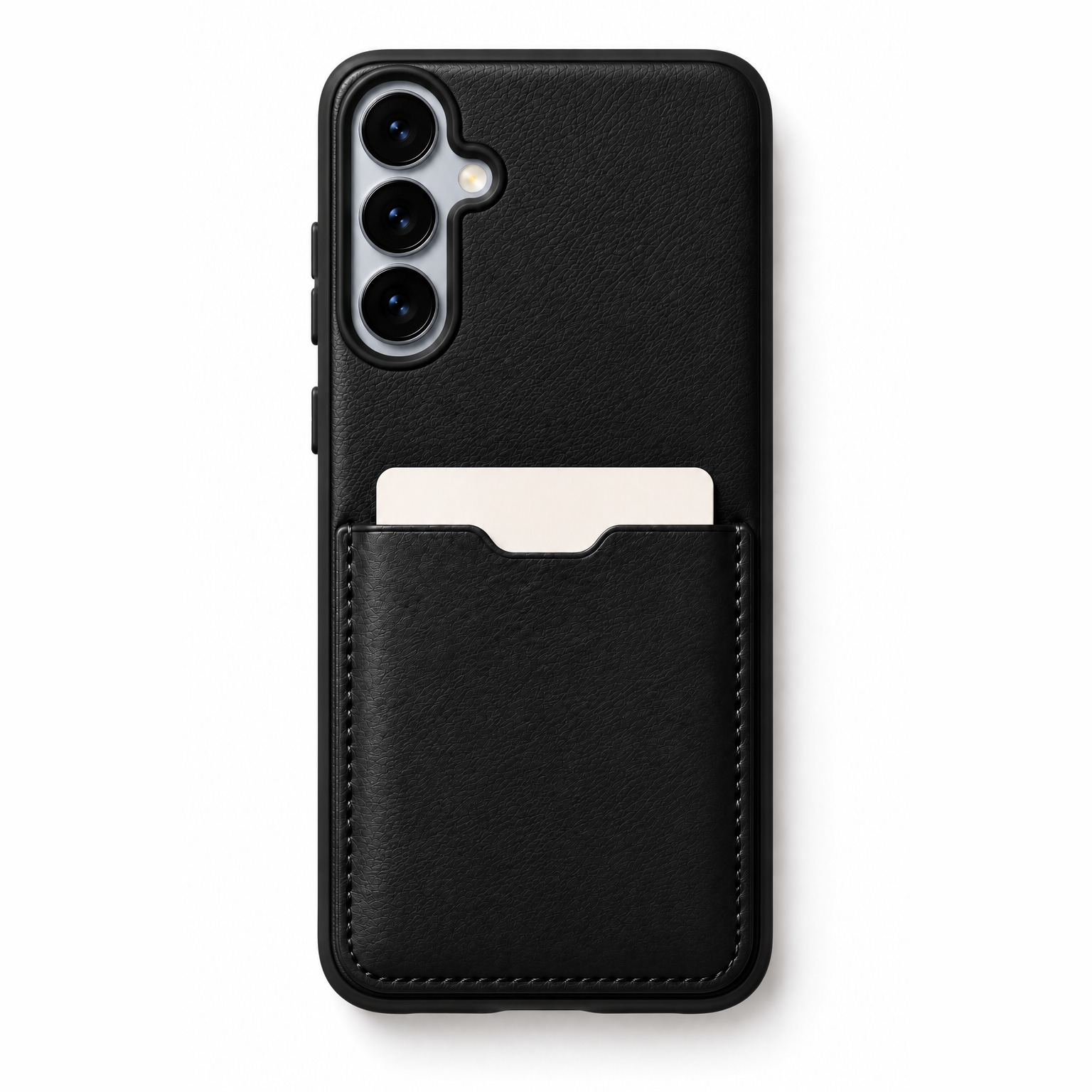 Black Leather Card Case — Galaxy S25 Plus