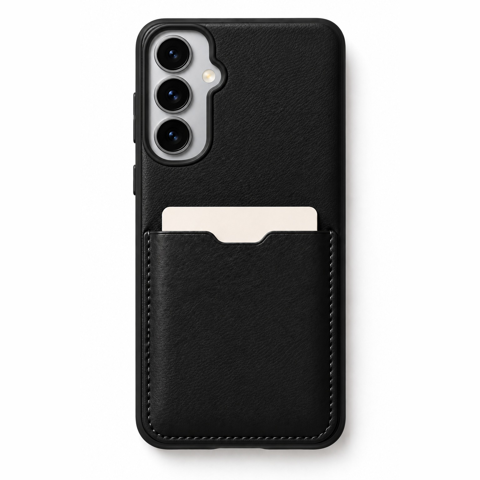 Black Leather Card Case — Galaxy S26 Plus