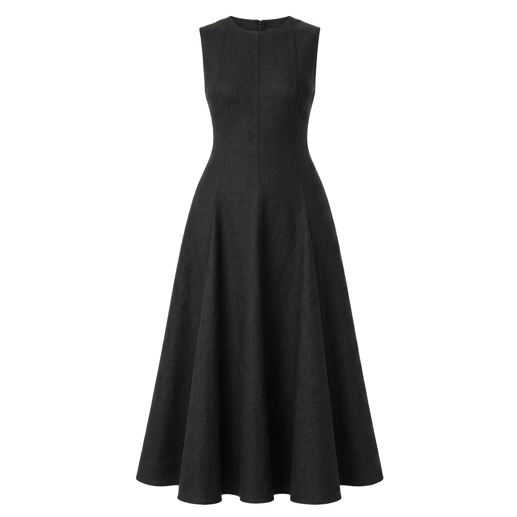 Black Linen Sleeveless Dress