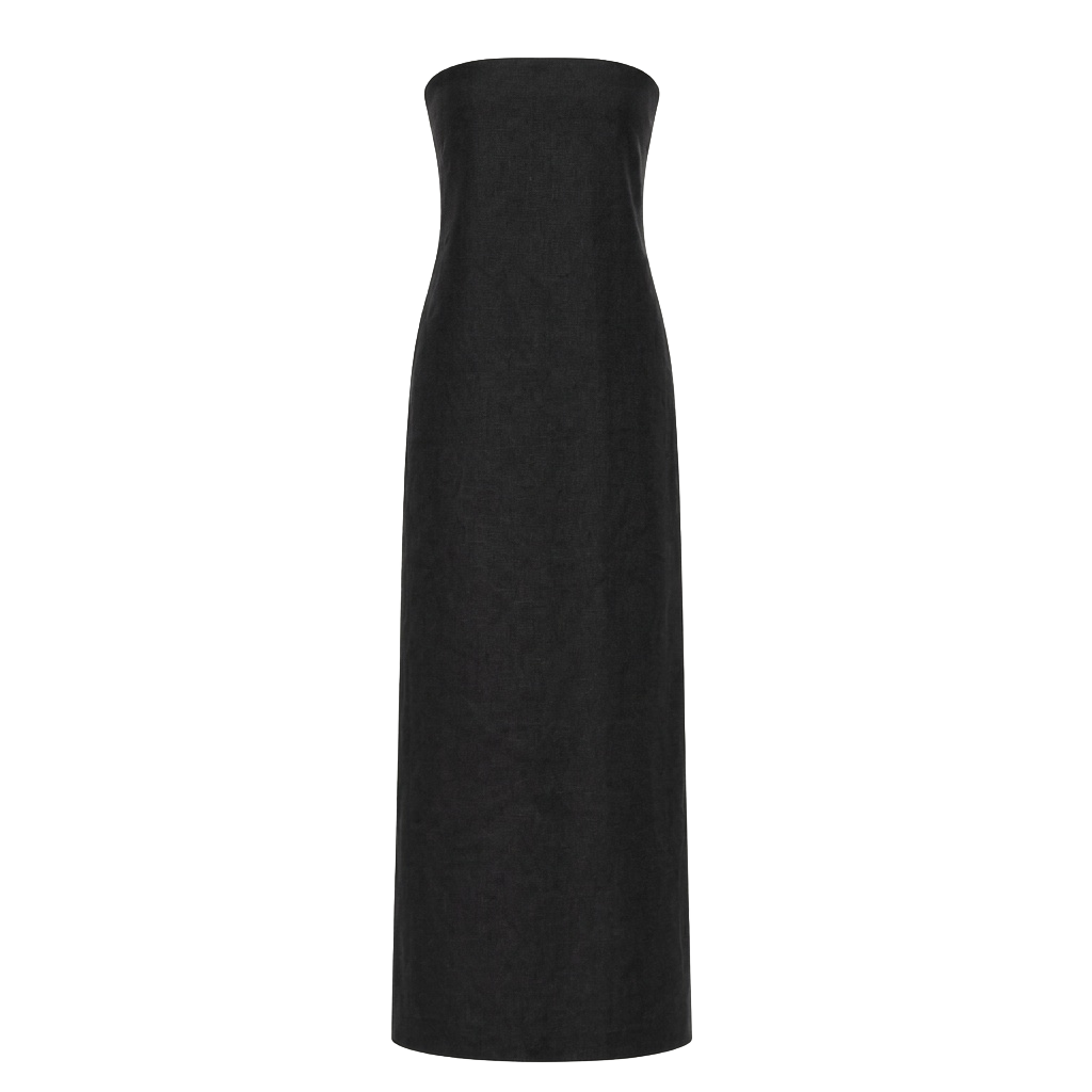 Black Linen Slip Dress