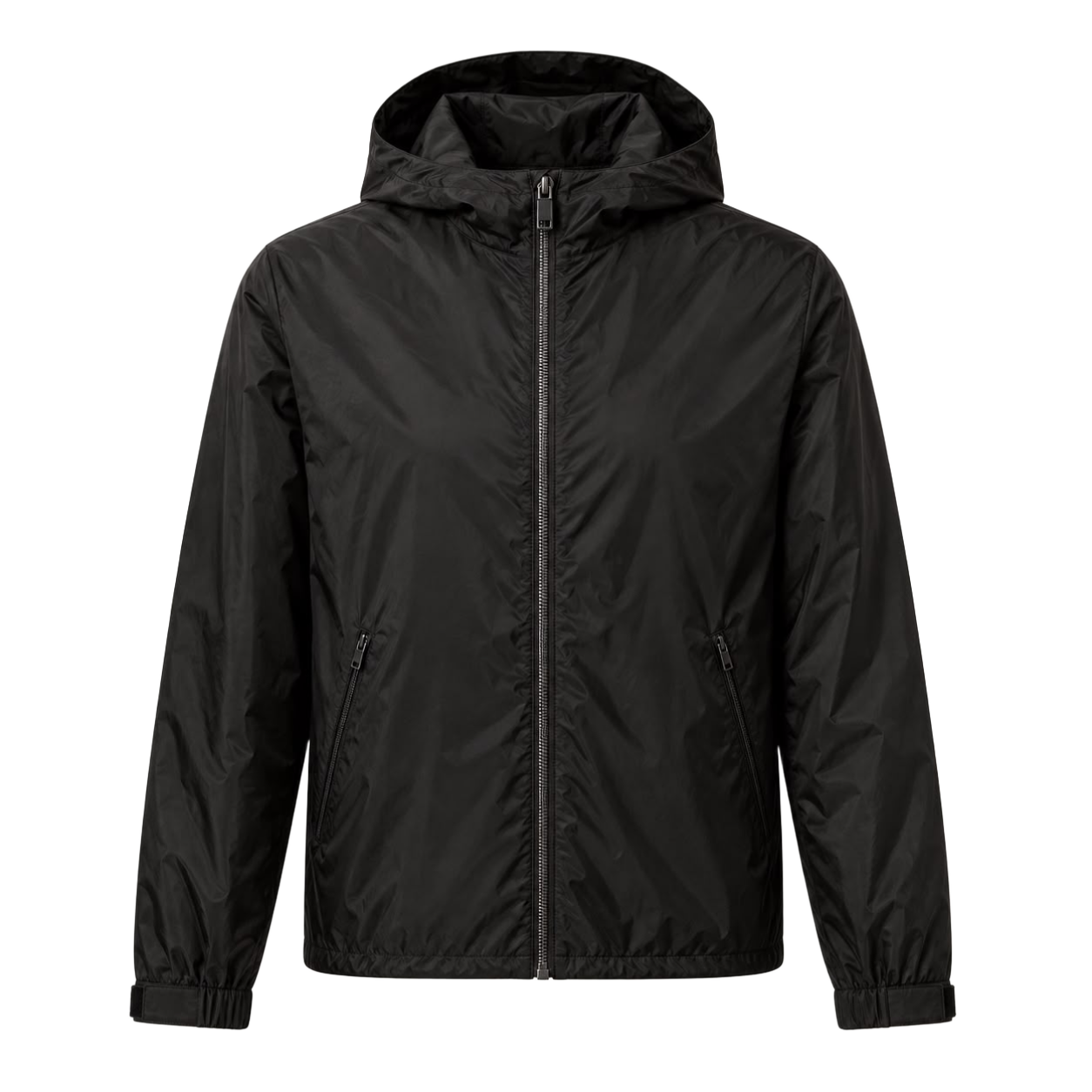 Black Minimal Hooded Shell