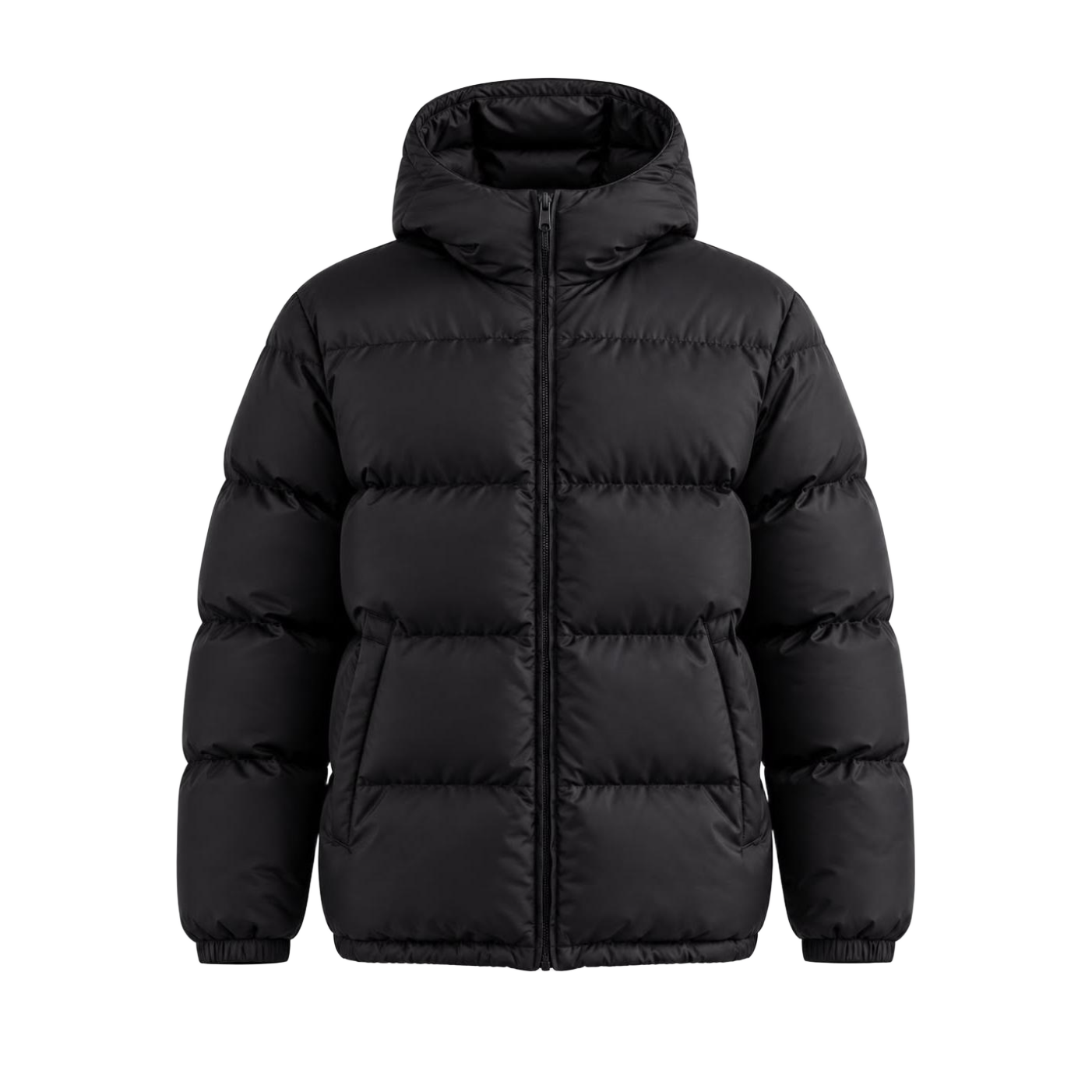 Black Sculpted Hooded Puffer