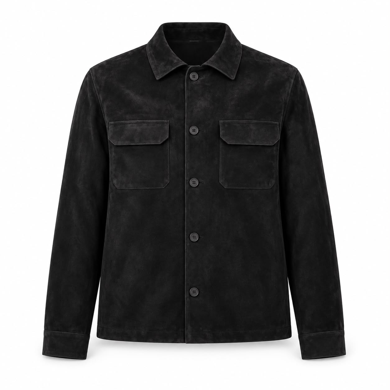 Black Suede Utility Overshirt