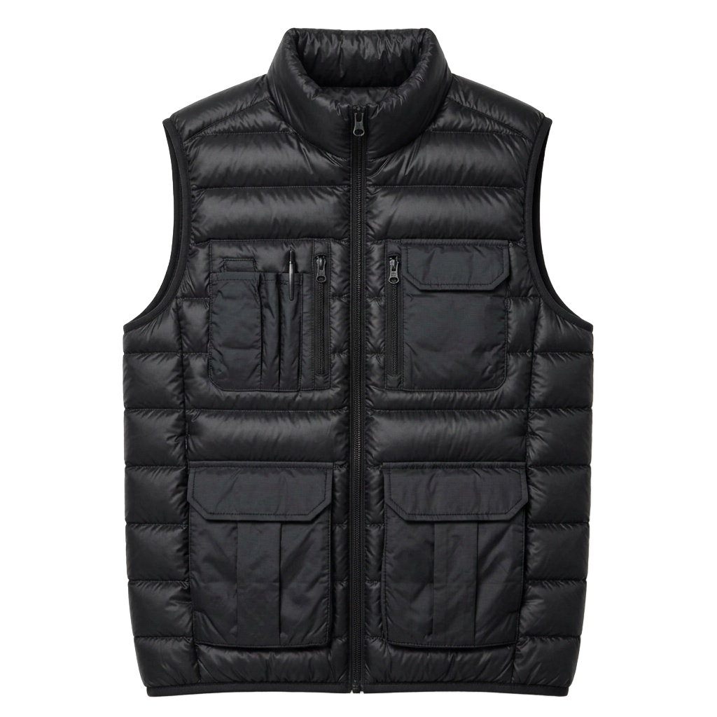 Black tactical vest with multiple pockets