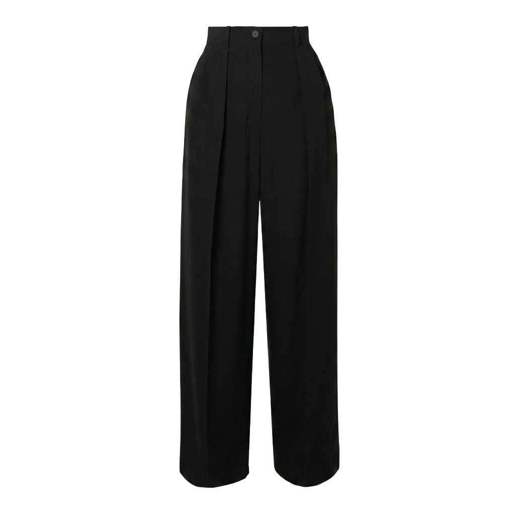 Black High-Waist Wide-Leg Trousers