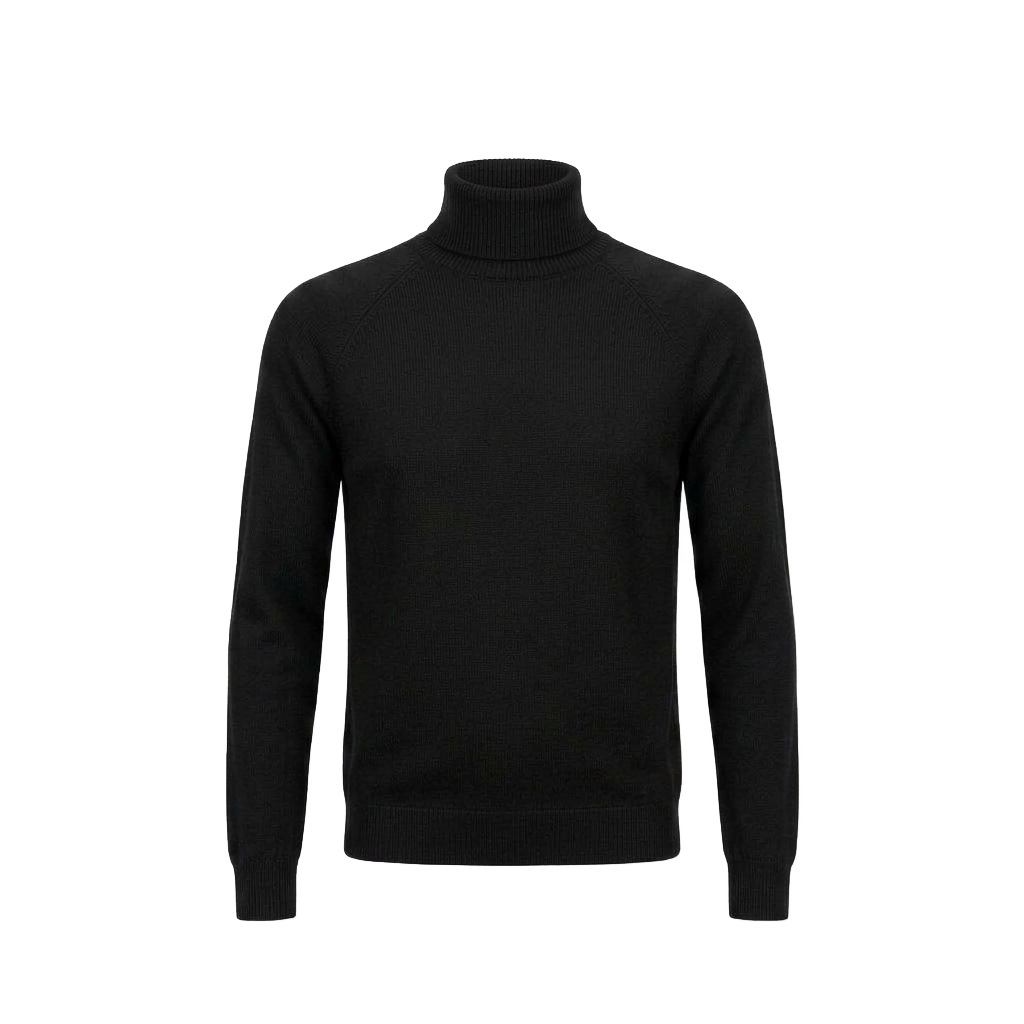 Black Slim-Fit Fine-Knit Turtleneck