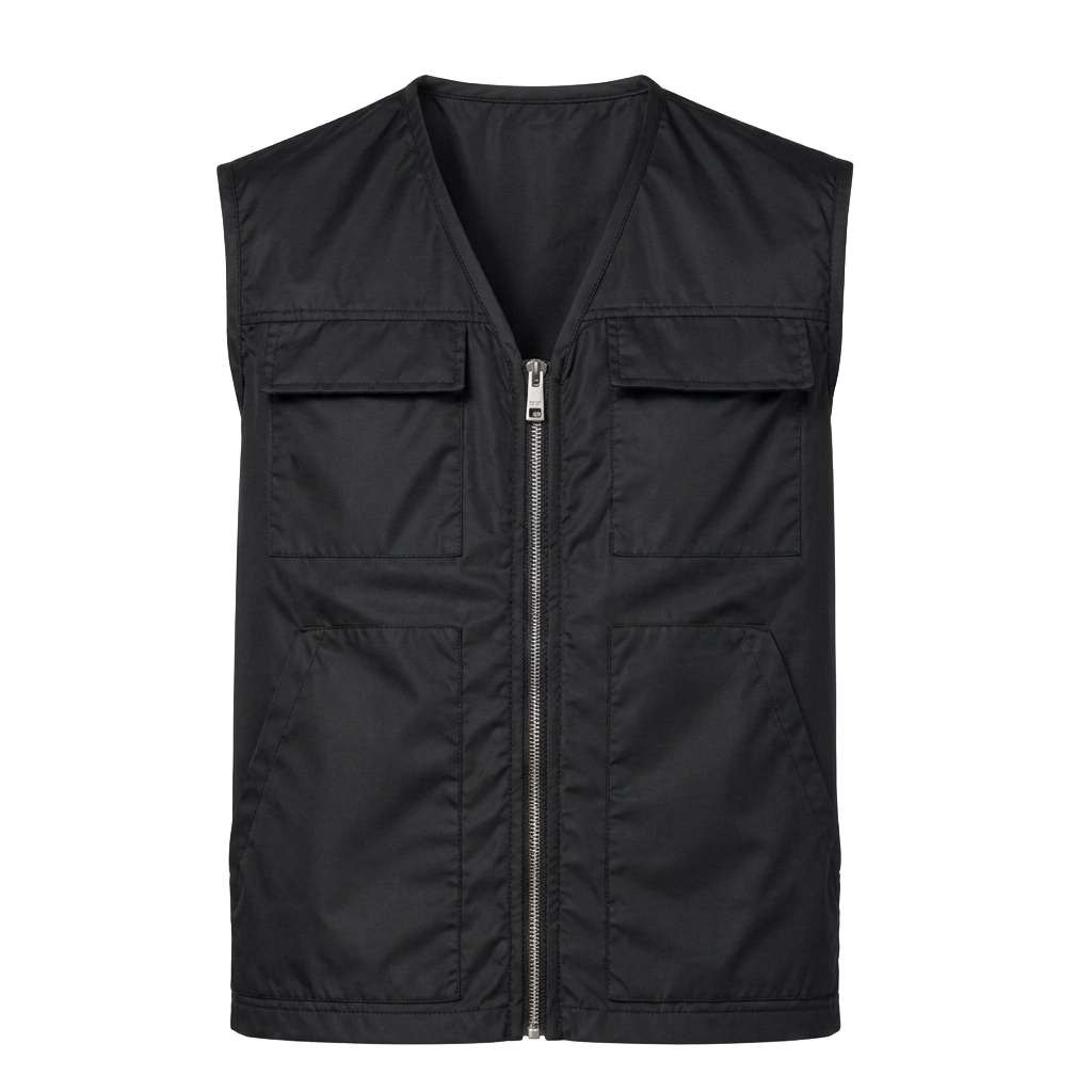 Black V-neck vest with pockets
