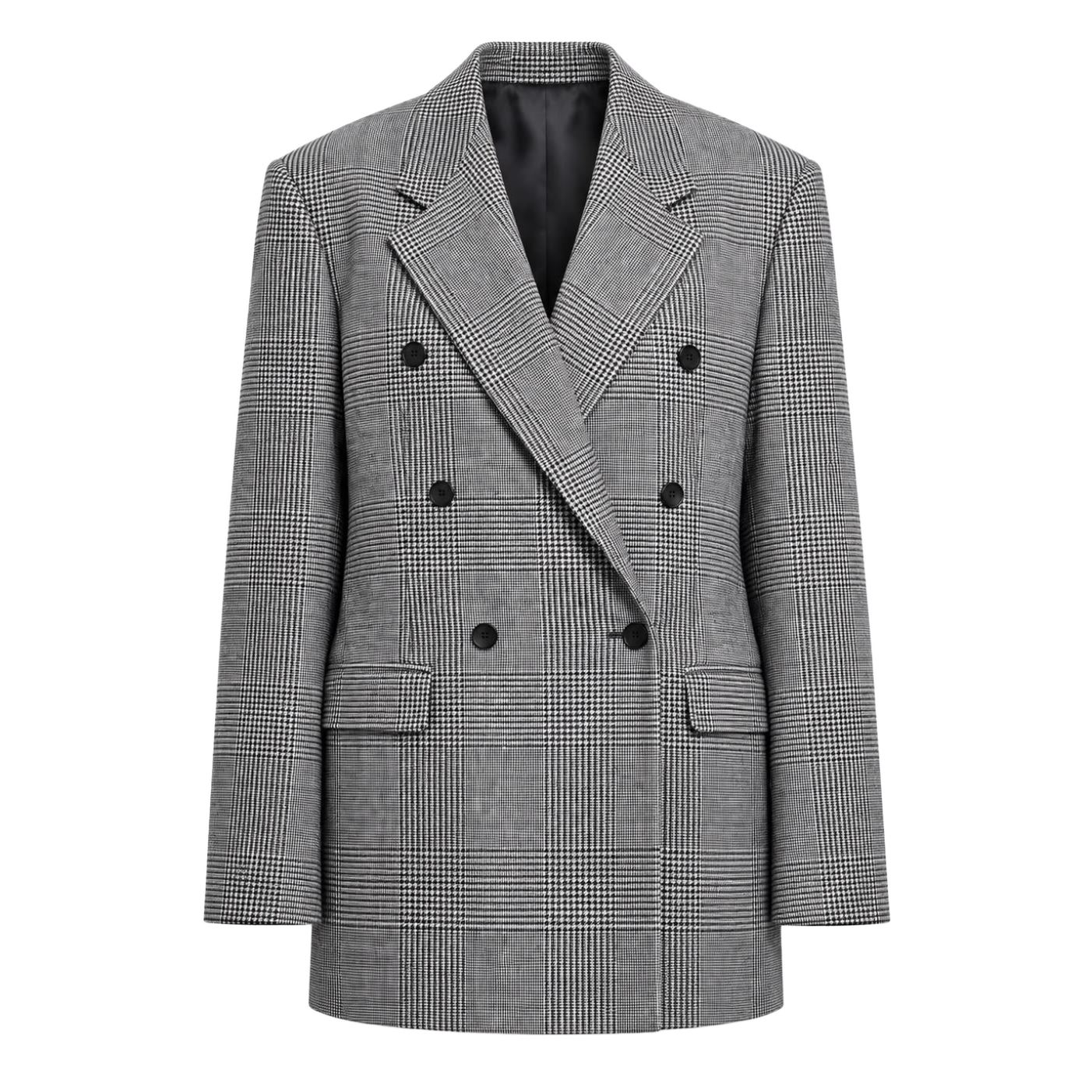 Black & White Oversized Double-Breasted Check Blazer