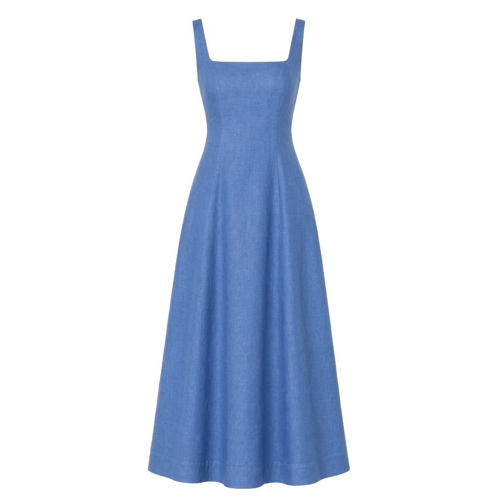 Blue Linen Slip Dress