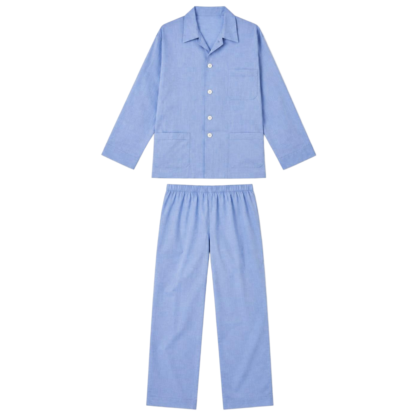 Blue Three-Pocket Long Pyjama Set