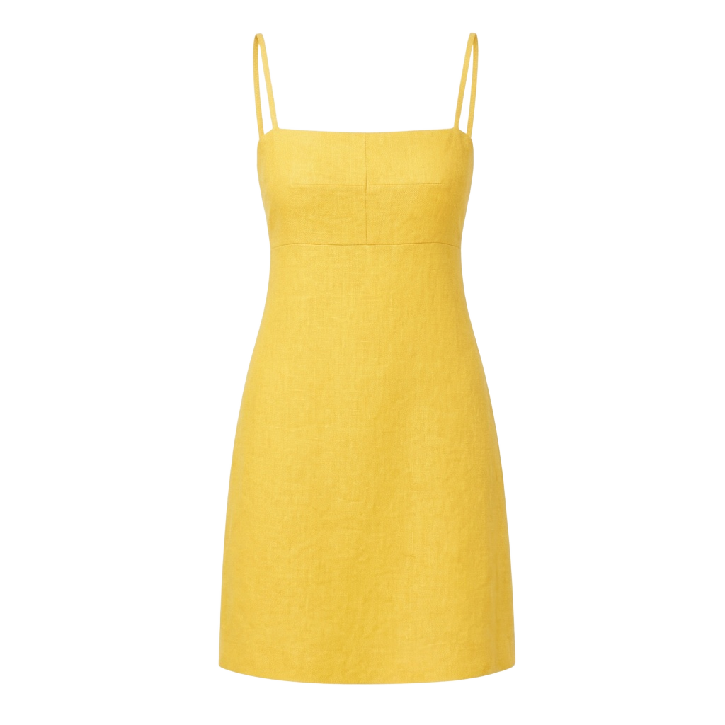 Bright Yellow Linen Slip Dress