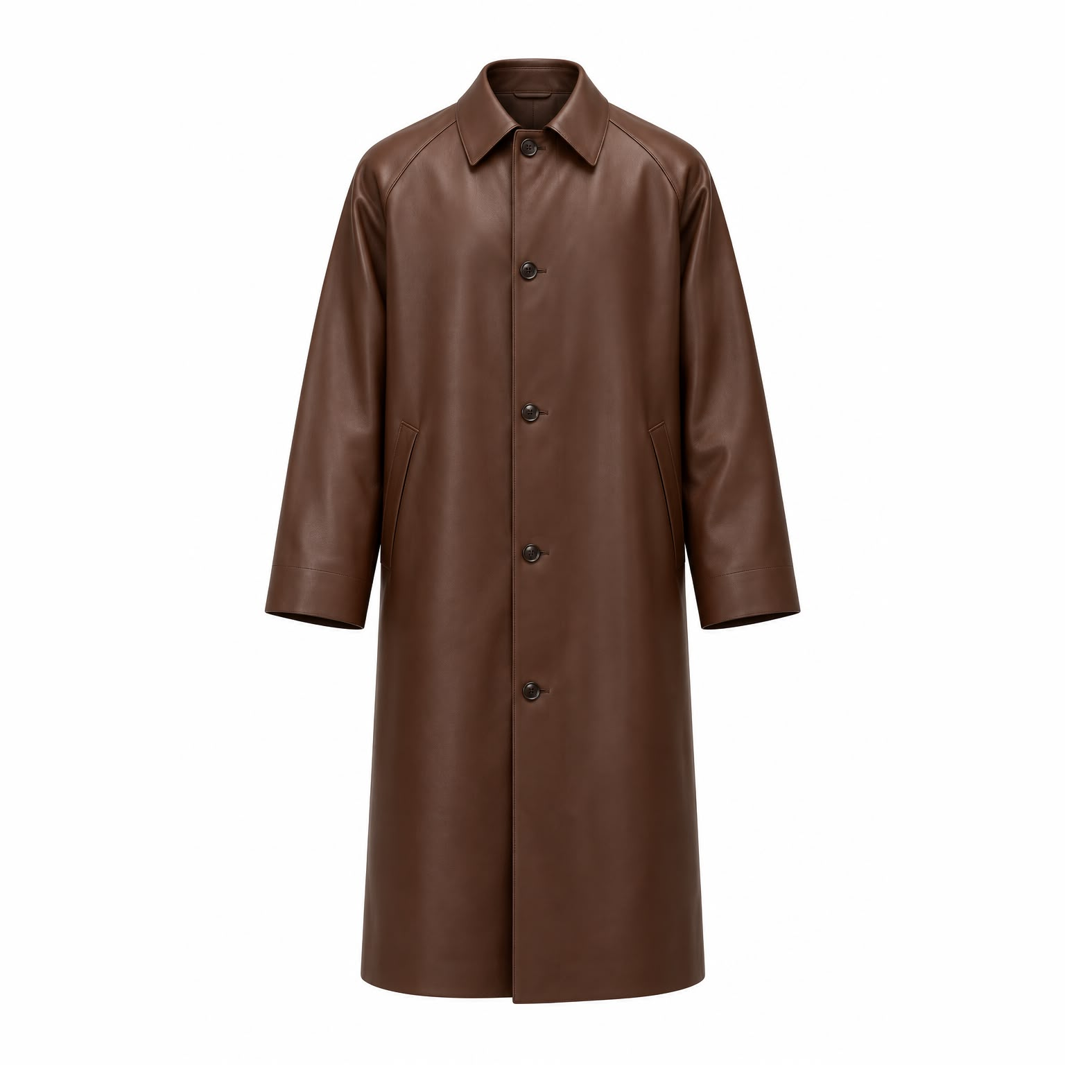 Brown Raglan Leather Coat