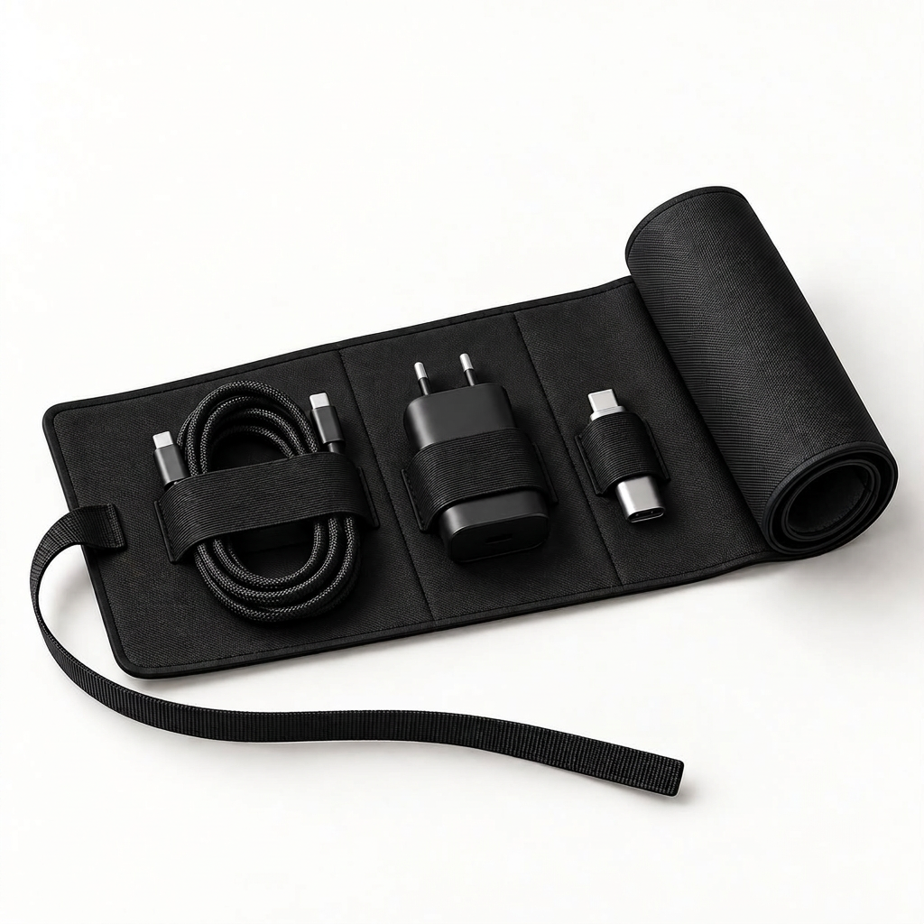 Cable Organiser Roll — Leather